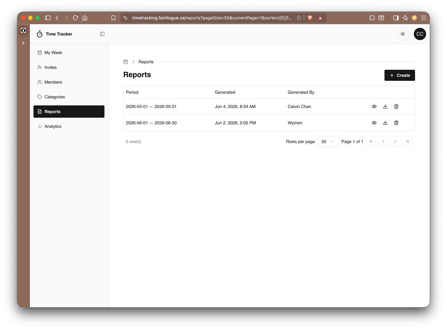 Report generation screen with date range picker and entry preview