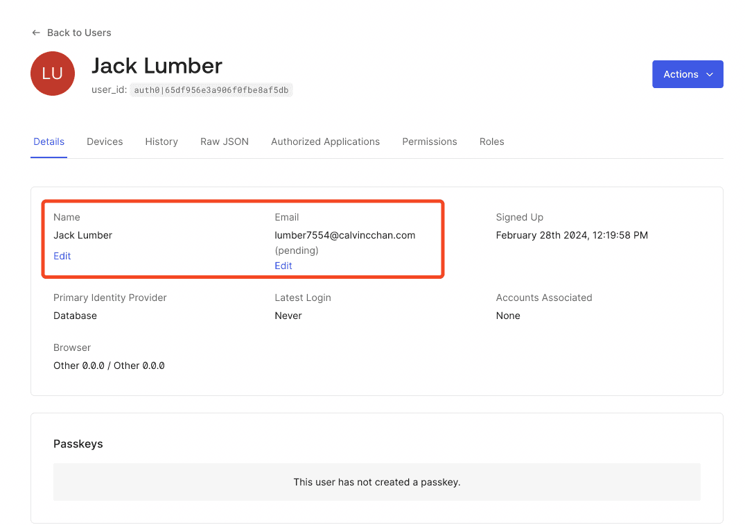 screen capture of the auth0 application settings