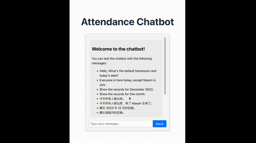 screen capture of the chatbot frontend with reactjs